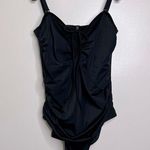 Venus Black One Piece Swimsuit Ruching Cut Out Back Women’s Size 12 Tie Front Photo 0