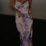 ZARA  maxi dress satin bodycon open back cowl neck tie dye summer evening  Photo 3