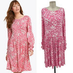 Draper James  Boatneck Kitty Dress Pink Shadow Floral‎ Size Medium Photo 1