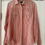 Gap  Pink Cotton Striped Button-Up‎ Shirt Lightweight Size XL EUC Photo 0