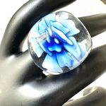Blue flower cocktail ring Photo 6
