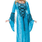 Charades Renaissance Queen Costume Blue Velvet Gown and Headpiece NEW IN PACKAGE Size XS Photo 0