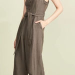 Rails Harper Olive Green Jumpsuit Button Front Adjustable Straps Linen Blend Photo 0