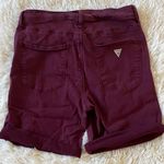 Guess  Burgundy Distressed Jean Shorts Photo 1