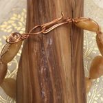 New Handcrafted Indian Agate Gemstone Bead Gold Tone Wire Wrapped Bracelet Photo 2