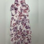 EXPRESS  Y2K Pink Purple Tiered Floral Halter Maxi Dress with Ruffles size Small Photo 8