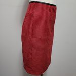 EXPRESS red and black faux leather trim houndstooth pencil skirt size 2 Photo 2