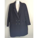 ZARA Black Wool Double Breasted Coat Womens M Gold Button Outdoor Gorpcore Photo 1