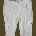 Ralph Lauren LAUREN Women’s Cargo Cotton Cropped Pants White Wide-Leg Size 12 Photo 0