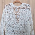 Womens Lace Crochet Top Size L White V Neck Boho Cottage Coastal Resort Romantic Size L Photo 5