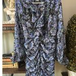 Sabina Musayev Lark Chiffon Floral Mini Dress Black Print Womens Size Medium Blue Photo 5