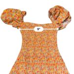 Caroline Constas Ginny Floral Puff Sleeve Ruffle Romper‎ Women's Size XXS Yellow Orange Photo 5