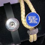 UK Kentucky Wildcats Leather Braided Silicone Interchangeable Snap Bracelets Black Photo 0