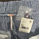 Free People  Kate Gingham Pants Navy White 100% Cotton Straight‎ Leg Size Medium Photo 8