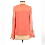 EXPRESS | Long Sleeve Pink Peachy Ruffle Sweetheart Neckline Blouse Size XS Y2K Photo 2