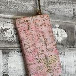 Acid wash Leather Pink & metallic Gold 10”x6” wristlet. Photo 0