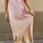 ZARA  midi dress maxi tie dye pink beige satin strapless wedding shower date Photo 2