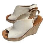 Vera Wang  Lavender Label Mary Ann Ivory Leather Slingback Jute Wedge Sandals 9 Photo 7