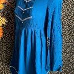 Doe & Rae ✅3/$30✅ NWT  Teal Blue Western Long Open Bell Sleeve Lace Trim Dress | MEDIUM | Photo 5
