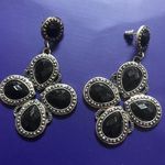 Large silver black womens earrings Photo 0
