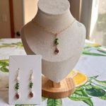 Jewelry Set Green Tourmaline Garnet Pearl Boho Bohemian Minimalist Casual Gift Photo 0