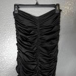 Black Ruched Bodycon Maxi Dress Medium Stretchy Strapless Evening Gown Photo 5