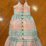 Japna  Plaid Button-Front Tiered Dress – Pastel Boho Cottagecore (Size S) Photo 0