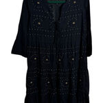 Shade Dress Women S Black Embroidery 1/2 Sleeve 100& Cotton Boho Coastal Minimal Photo 0