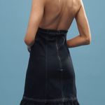 Anthropologie Pilcro Halter Deep-V Open-Back Denim Flounce Mini Dress, Size XL Photo 4