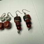 Stone Bead Dangle Drop Pierced Earrings Lot Of 3 Beaded Photo 5