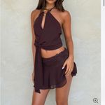 Tiger Mist  Brown Halter Wrap Top and Skirt Set Photo 4
