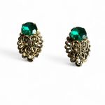 Vintage Lot Emerald Greens Gold Tone Earrings Photo 4