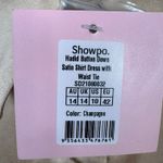 Showpo Hadid Button Down Satin Shirt Dress Tie Waist‎ Kimono Champagne Sz 10 NWT Gold Photo 3