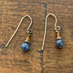 Artisan Handmade Blue Stone Silver Drop Earrings 925 Sterling Photo 1