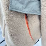 ZARA Women’s Tan Beige Fleece Sherpa Sage Green Zip Jacket X Small Rare Photo 4