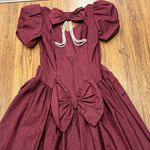 Alfred Angelo  Dress 9/10 Maroon Union USA Made Pearls Puff Sleeves Bow Vintage Photo 9