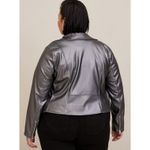 Torrid Plus Size 0X Metallic Faux Leather Moto Biker Jacket Silver Gray Photo 3