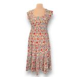SEA New York Silk Floral Midi Dress Smocked Waist Flutter Sleeve Large New Yellow Photo 2