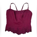 Mori Lee  Vintage Corset Boned Top Embroidered Burgundy WhimsyGoth Fairy Size S Photo 0