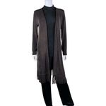 Chico’s Travelers Open Cardigan Fringe Hem Brown Duster Photo 3