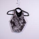 Athleta  Conscious Crop Top Racerback Athletic Sports Bra Black Tie Dye Print L Photo 0