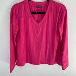 Vince Camuto  Hot Pink ribbed V-neck long sleeve shirt size XS Photo 0