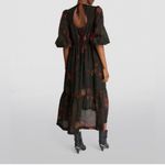 ALLSAINTS Rosi Nila Dark Khaki Green Tiered V-neck Midi Dress Sz 0 Photo 3