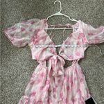 Lulus NWT Lulu’s Ideal Poise Blush Floral Chiffon Backless Tie-Front Midi Dress Photo 9
