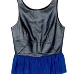 Amanda Uprichard Sleeveless Leather and Silk Peplum Top, EUC, Size XS, MSRP $248 Photo 0
