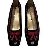 Nina Vintage  80’s Black velvet embroidered holiday novelty flats Photo 2