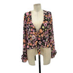 Free People Maybel Blouse In Black Pink Floral Print Size Small Photo 2