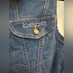 Bebe  Blue Sleeveless Front Button Rhinestone Denim Midi Dress Size Medium M Photo 4