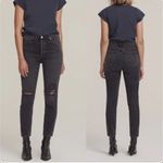 AGOLDE Nico High Waisted Cassette Distressed Button Fly Black Jeans Size 27 Photo 2