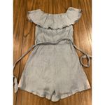 Savanna Jane off the shoulder Romper Blue Shimmer mettalic Floral Embroidered S Photo 4